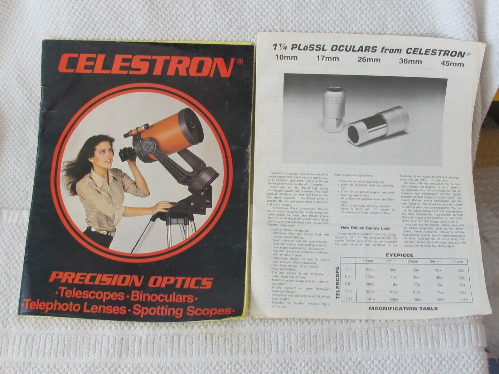 Genuine Vintage CELESTRON Precision Optics Telescope Brochure