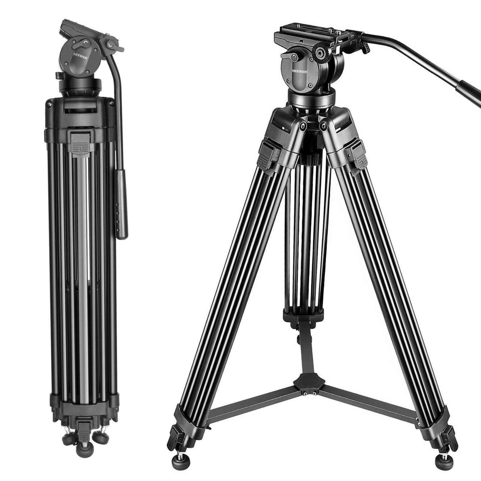 Neewer 155cm Aluminum Tripod with 360 Degree Pan Head for Video Camcorder