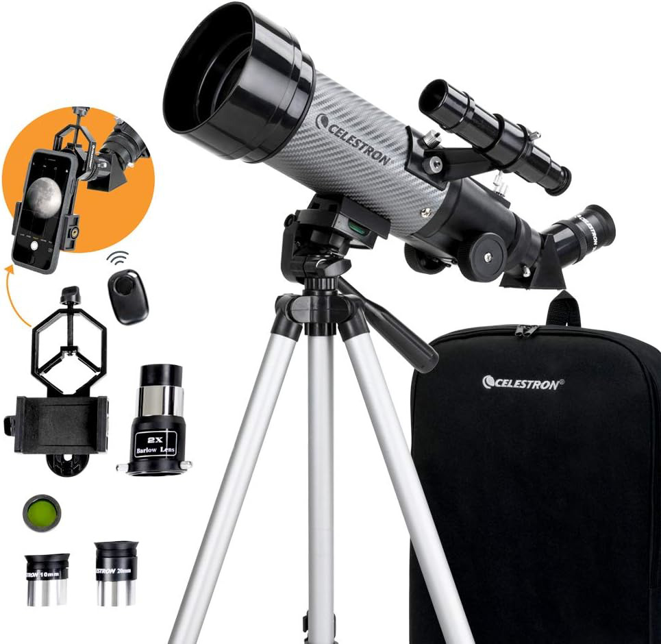 Celestron - 70mm Travel Scope DX - Portable Refractor Telescope - Fully-Coated -