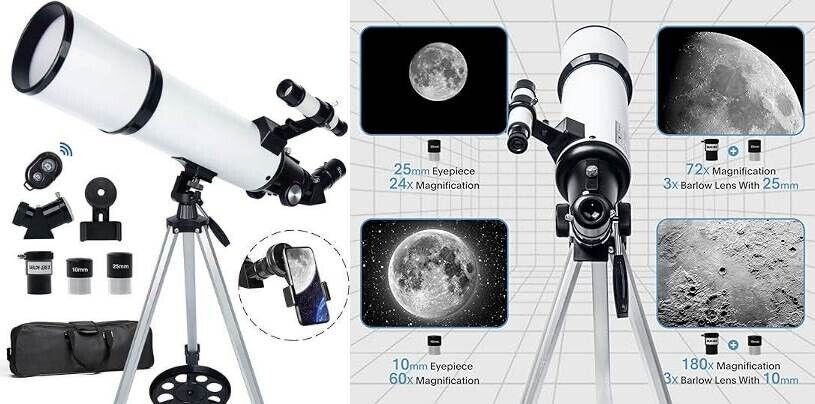 Telescopio 80 mm Apertura 600 mm - Refractor astronómico portátil alta. neuvo.