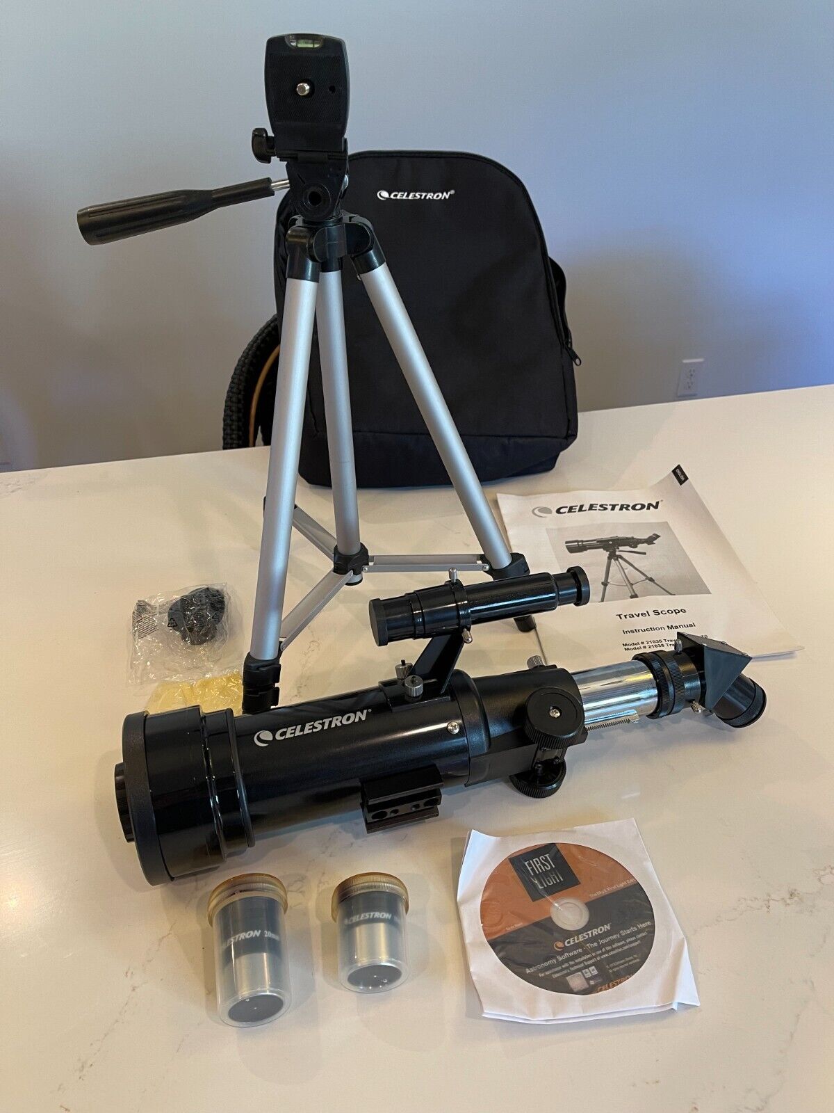 Celestron 21035 Portable 70mm Travel Scope Refractor - Black w/ pack & 2 lenses