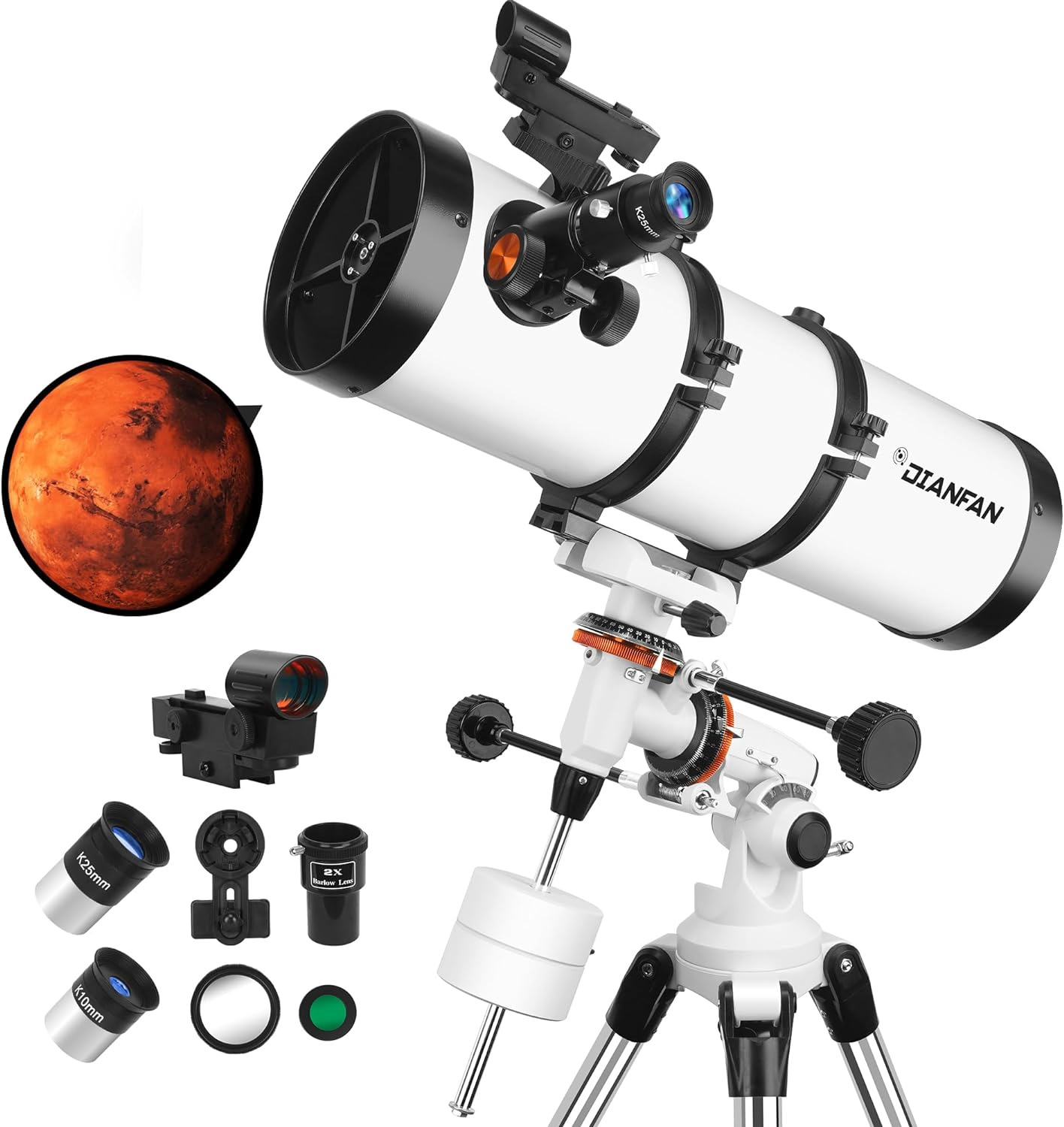 Telescope 150EQ Astronomical Reflector Equatorial Kids Beginners 2X Barlow Lens