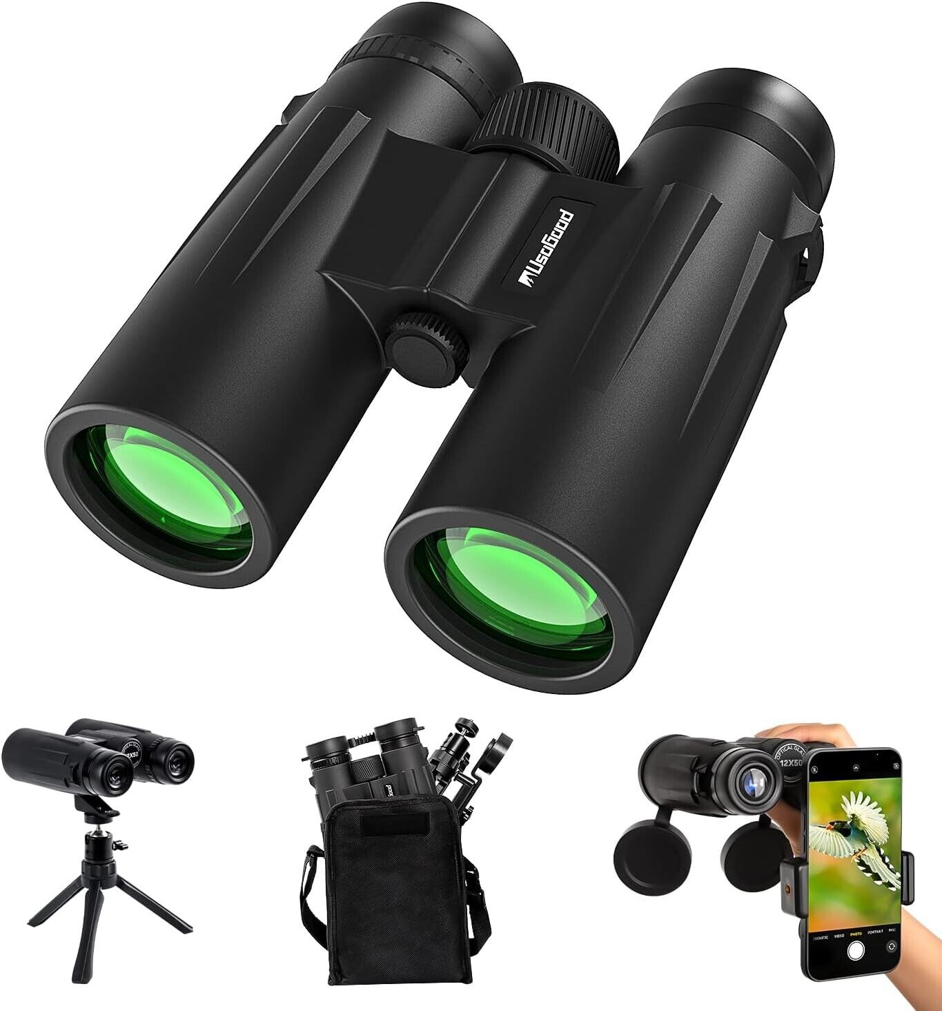 12x42 Binoculars for Adults with Upgraded Tripod and Phone Adapter Waterproof