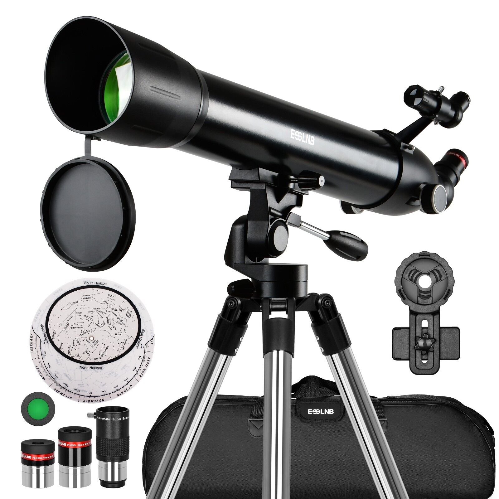 ESSLNB 700X90mm Astronomical Refractor Telescope with Phone Adapter Carry Bag