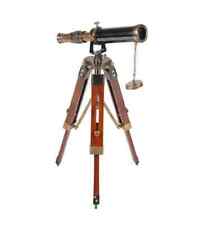 Antique Brass Telescope 10 inches with wooden Tripod stand picture