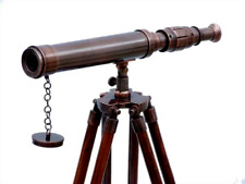 Nautical Copper Telescope with Wooden Tripod Stand For Astronomy Bird Watching picture
