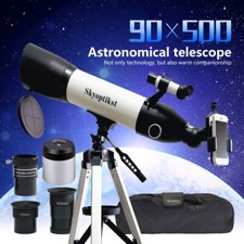 Skyoptikst 90/500 Refractor Telescope-3 Eyepieces, 3x Barlow, Phone Adapter& Bag picture