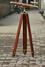 55'' Antique Solid Brass Double Barrel Floor Standing Maritime Telescope gift picture
