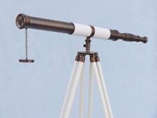Antique White & Brown Telescope With Tripod Stand For Watching Bird & Stars picture