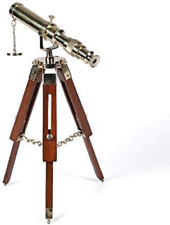 Handmade Star Antique Solid Brass Telescope with Wooden Tripod Stand picture