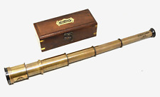 Antique Brass Telescope Marine Nautical Wooden Pirate Spyglass Vintage Gift. picture