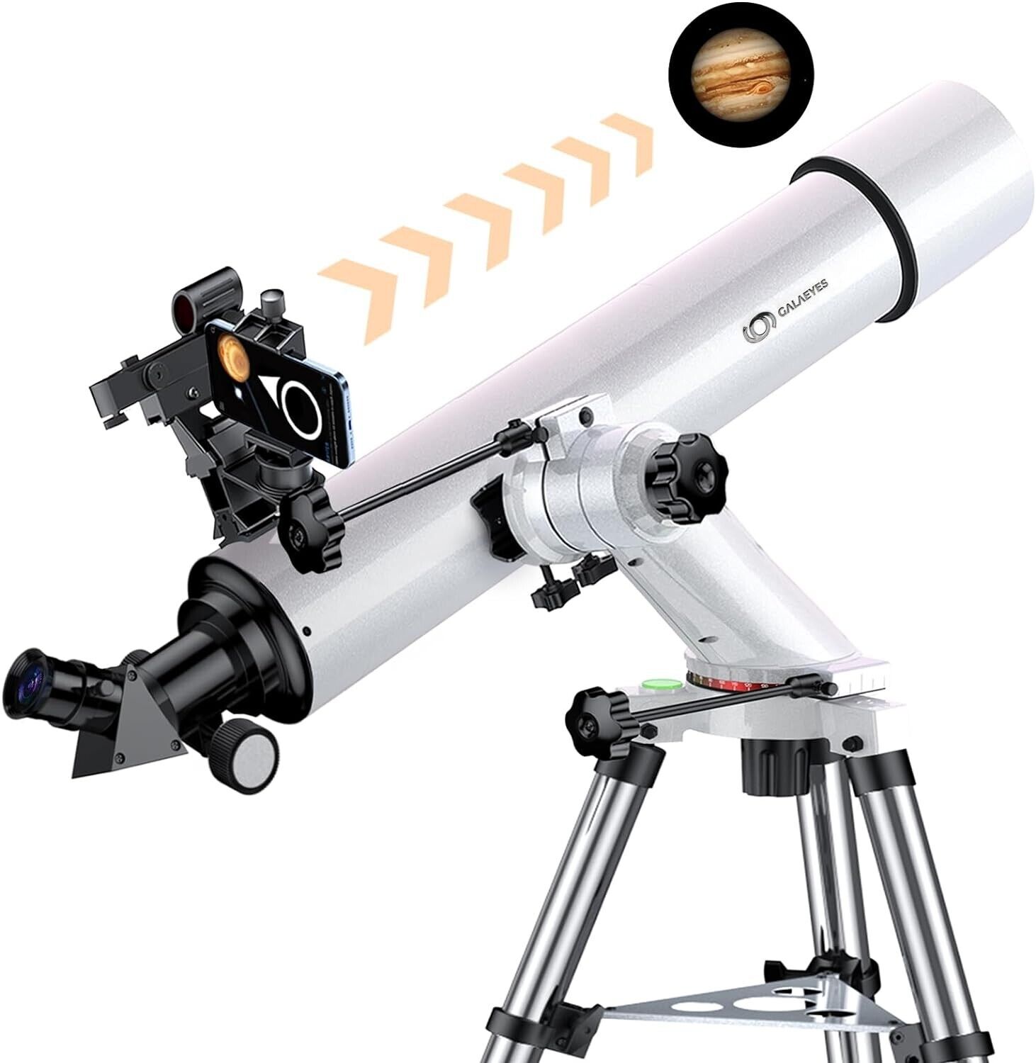 Telescope,100mm Aperture 900mm FL w/Star-Finding System for iOS/Android, White