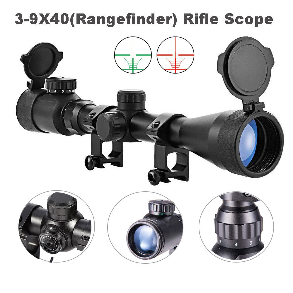 Pinty Rifle Scope Mil Dot Illuminated Red&Green 3-9X40 Optics Hunting Air Sniper