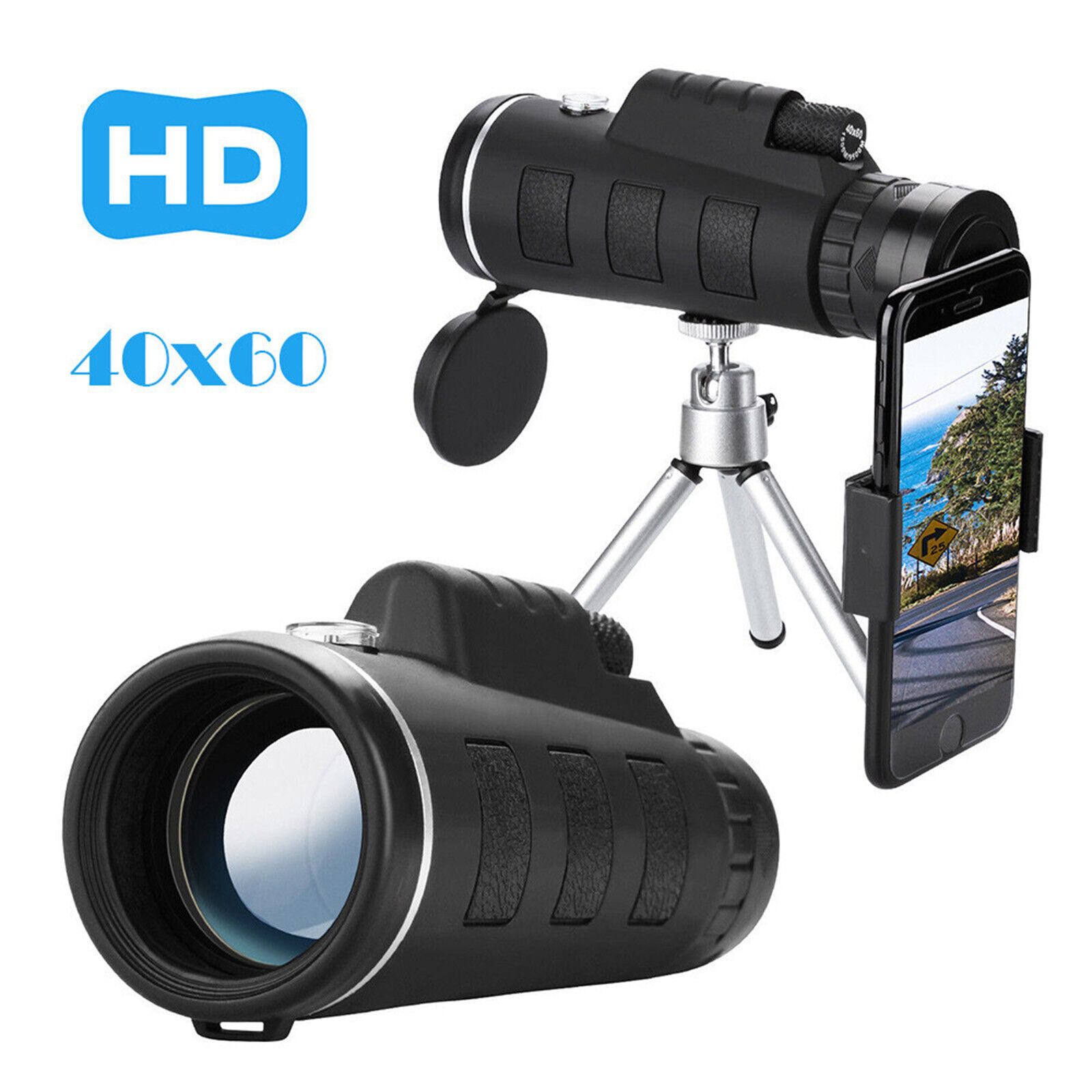 12x50 Binoculars 40X60 Zoom Optical HD Lens Monocular Telescope+ Tripod+ Clip