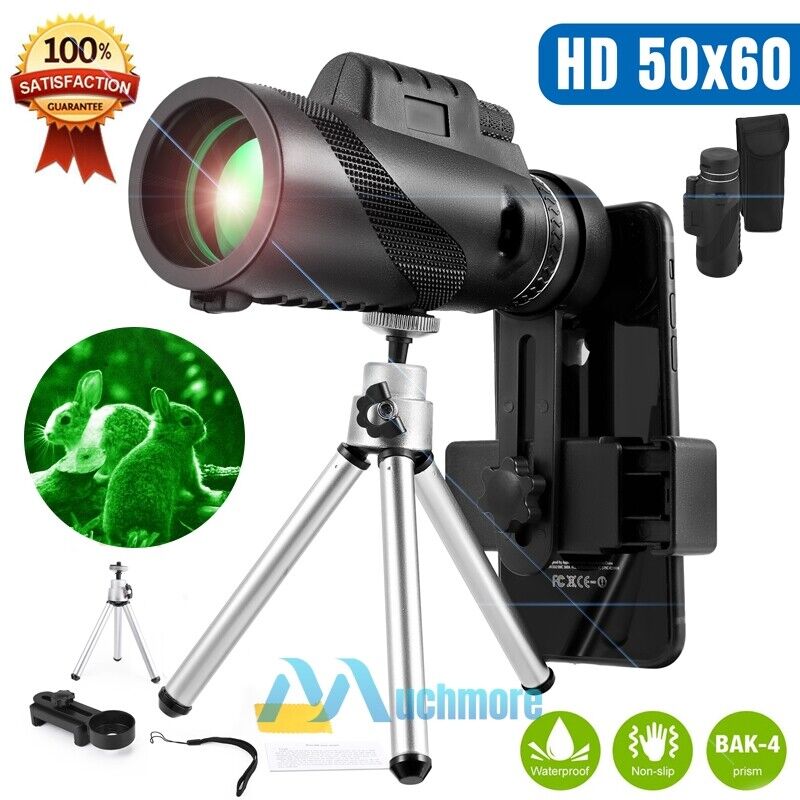 50X60 Zoom Optical HD Lens Monocular Telescope + Tripod + Clip for Cell Phone US