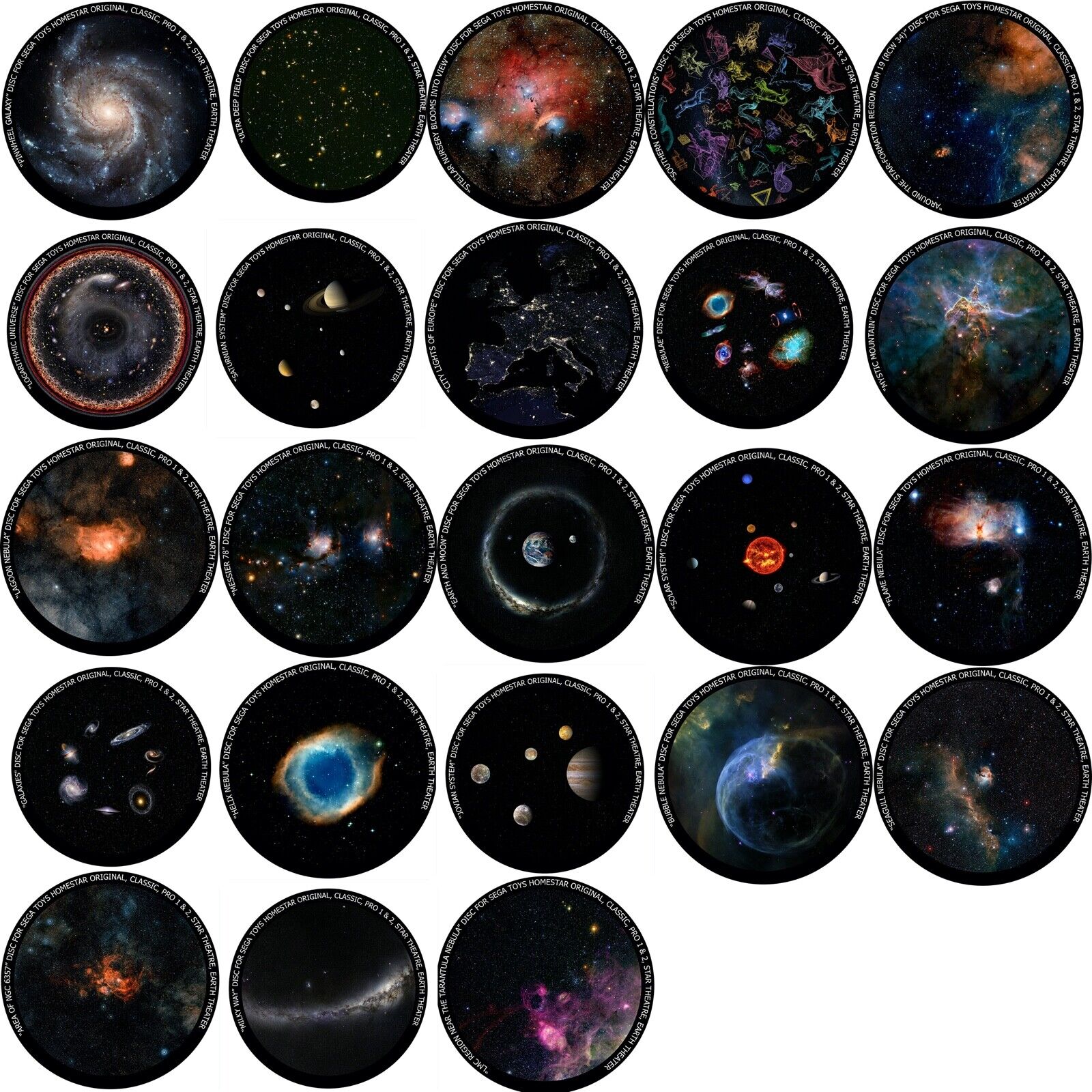 23 discs for Segatoys Homestar Pro2/Classic/Original home planetarium