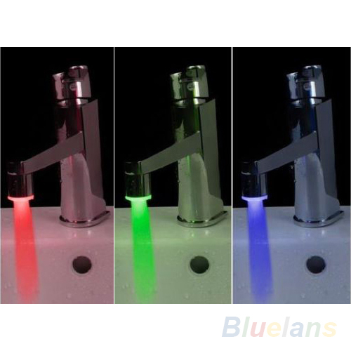 Chic Temperature Sensor LED Light Water Faucet Tap 3 Color RGB Glow ...