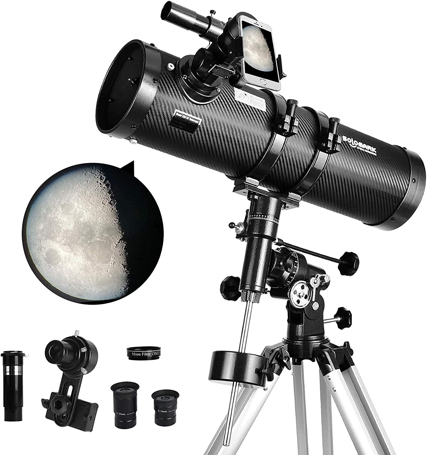 Telescope 130EQ Newtonian Reflector for Adults Professional w/1.5X Barlow Lens