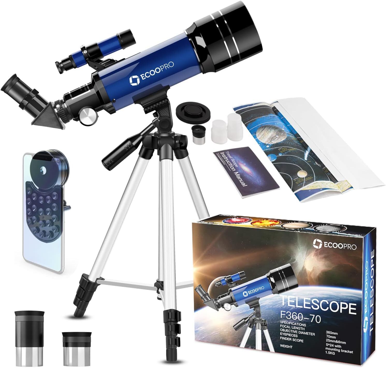 Telescope for Kids Gift  70mm Astronomy Refractor Telescope  viewing wildlife