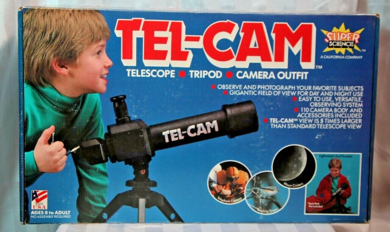 Vintage SUPER SCIENCE TEL-CAM Telescope - Tripod - Camera Outfit 