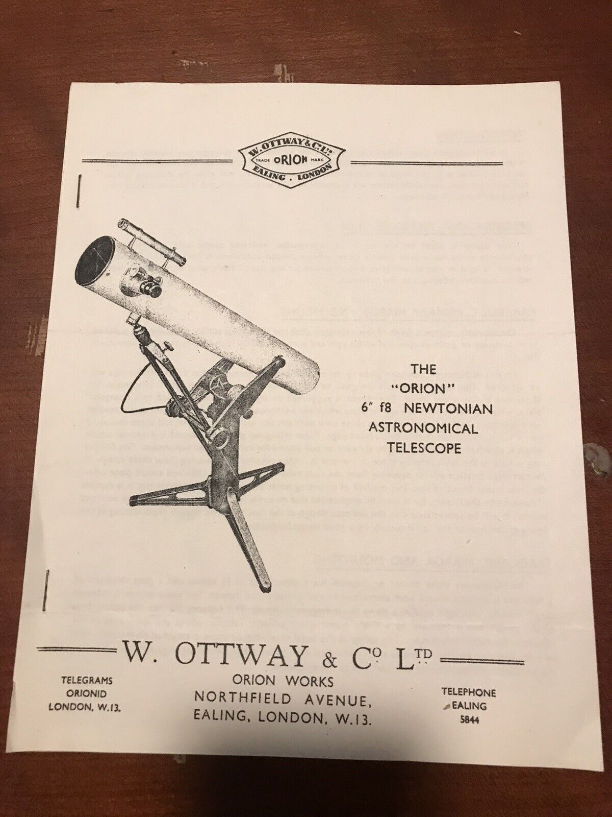 Orion Newtonian Astronomical Telescope instructions