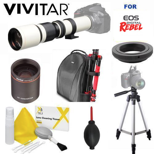 500-1000MM TELESCOPIC LENS + BACKPACK FOR CANON EOS REBEL T1000 FOR ALL EOS REB