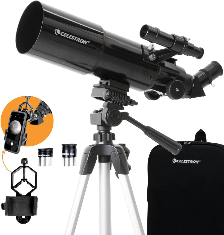 Celestron - 80mm Travel Scope - Portable Refractor Telescope - Fully-Coated - -