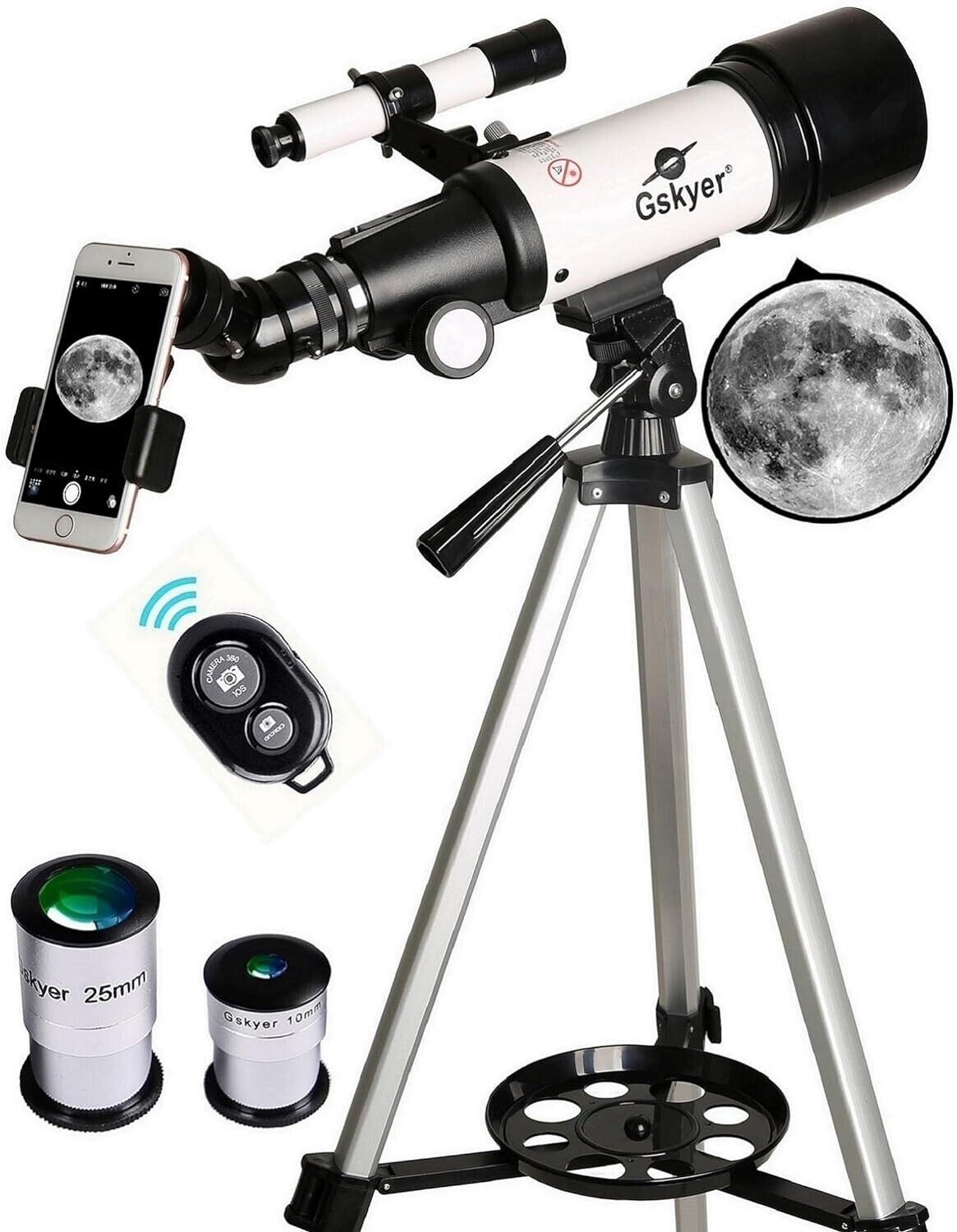 Gskyer Telescope, 70mm Aperture 400mm AZ for Kids Beginners - Travel