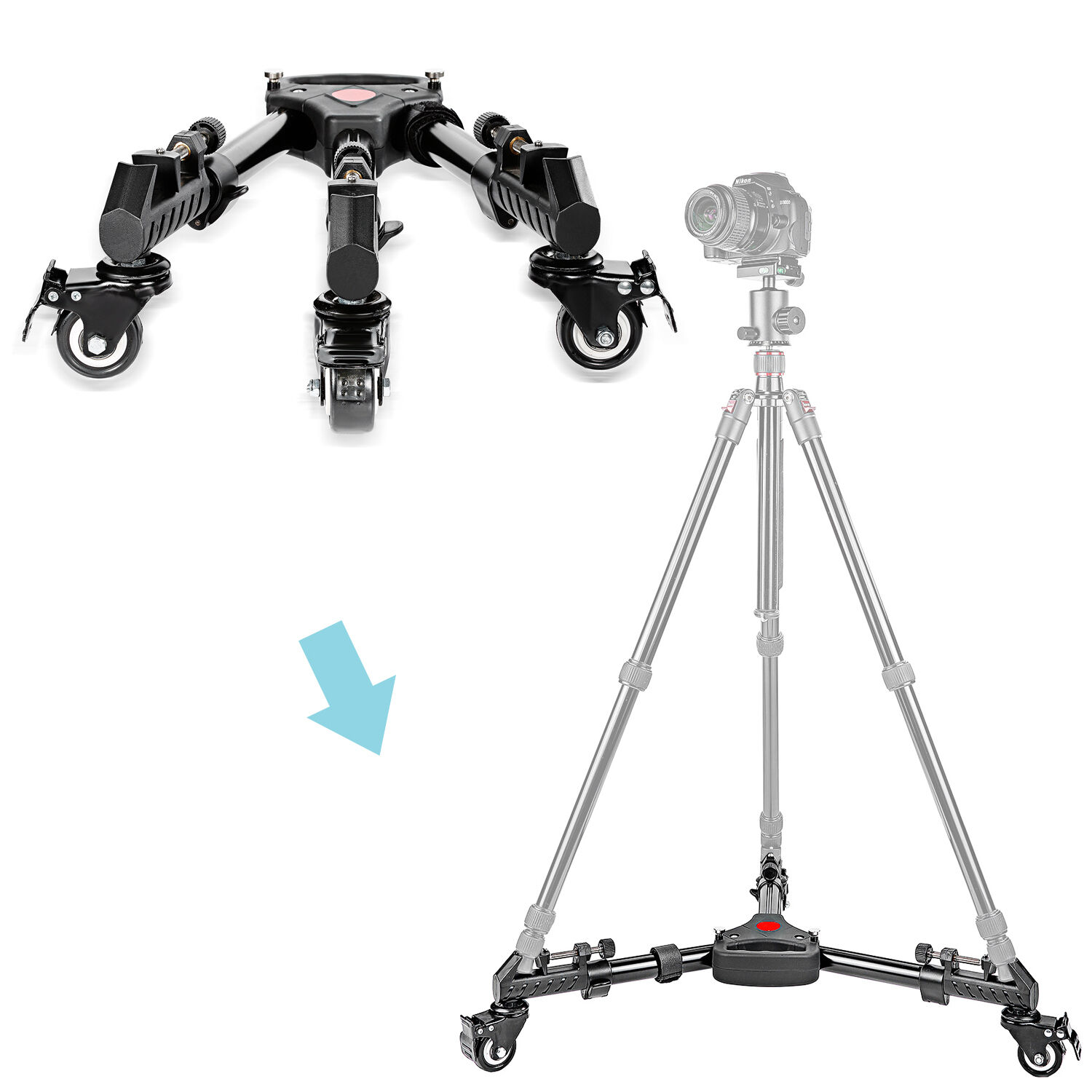 Neewer 15.7 inches  Adjustable Tripod Dolly with Rubber Wheels for DSLR Camera