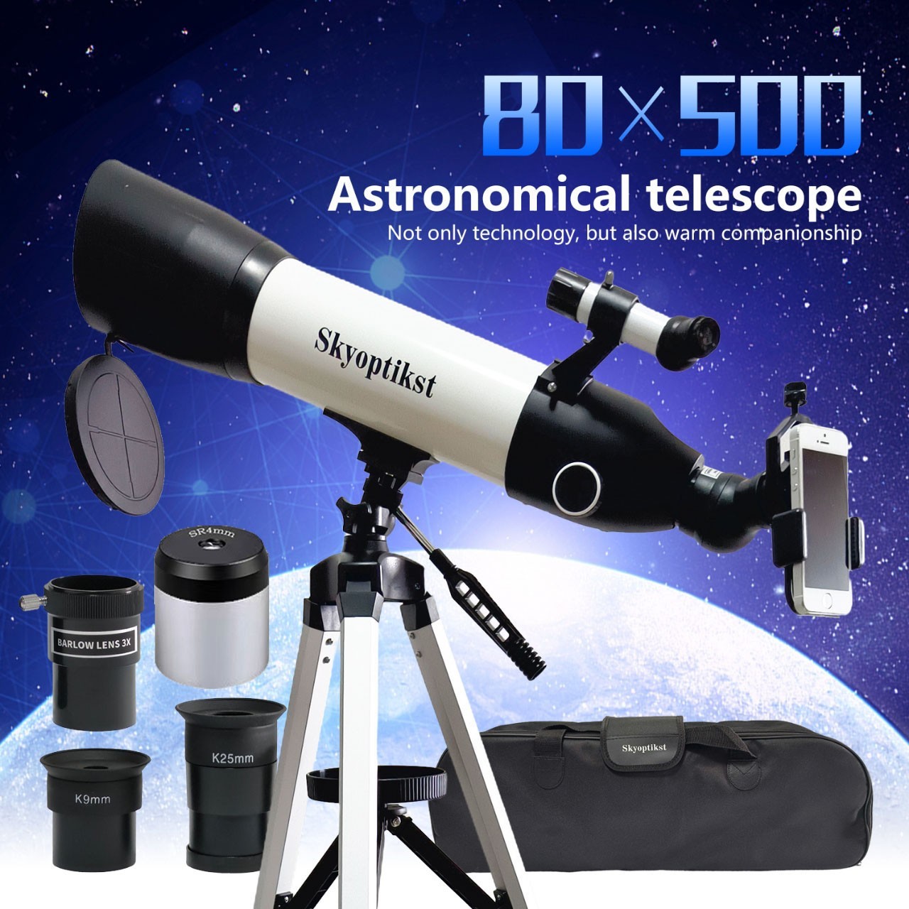 Astronomical Telescope Kit 80mm Aperture 500mm Refractor for Beginners Astronomical Telescope Kit 80mm Aperture 500mm Refractor for Beginners
