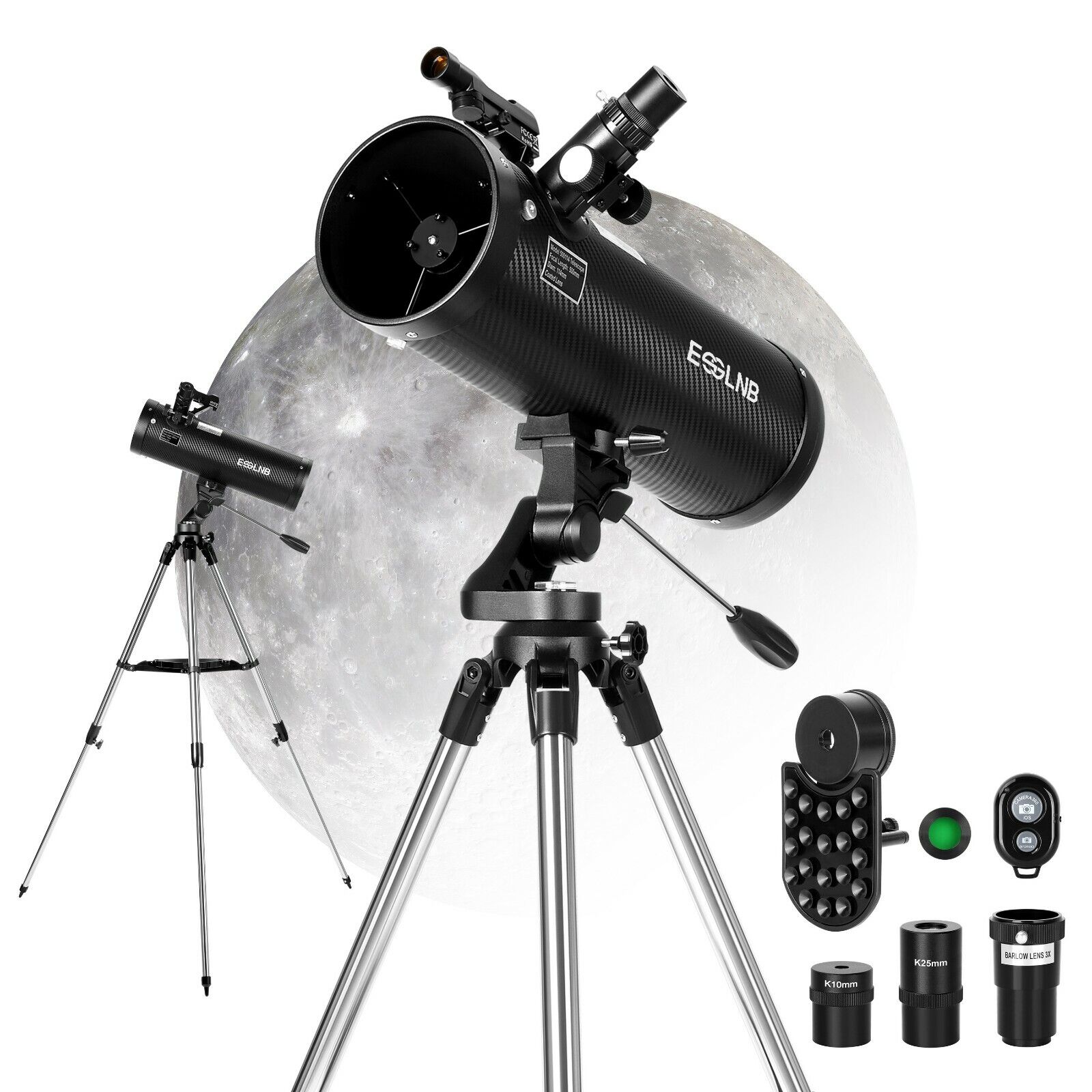500mm Reflector Telescope 114mm Lens 25-150X with High Tripod Mobile Holder 