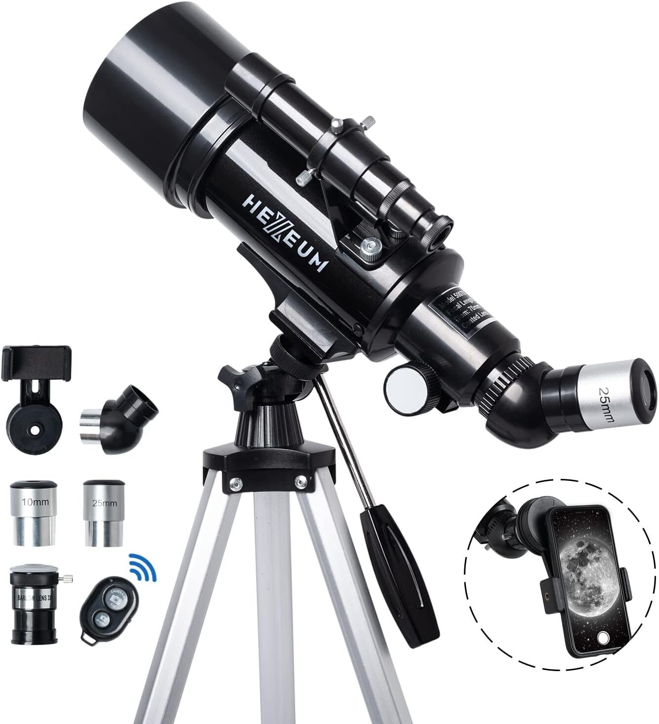 Telescope 70mm Aperture 500mm  for Kids  Adults Astronomical refracting Portable