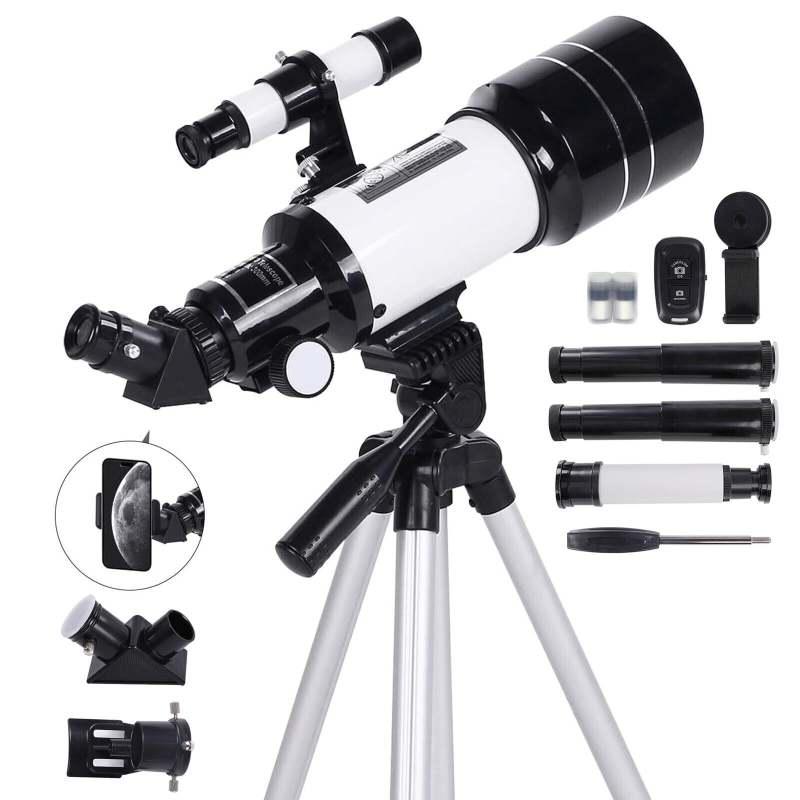 300mm Astronomical Telescope 150X with Phone Adapter for Beginner Moon Watching