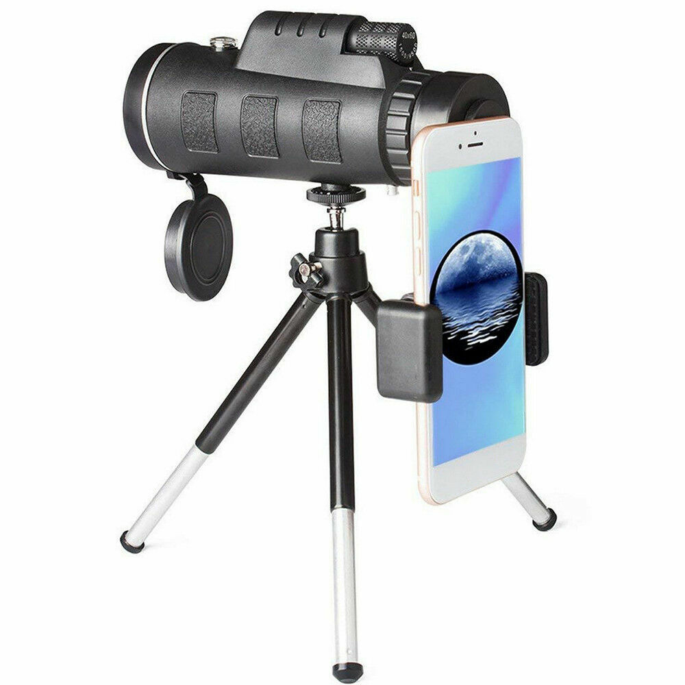 HD Vision 40X60 HD Monocular Telescope 15cm Hiking With Phone Clip Tripod Set