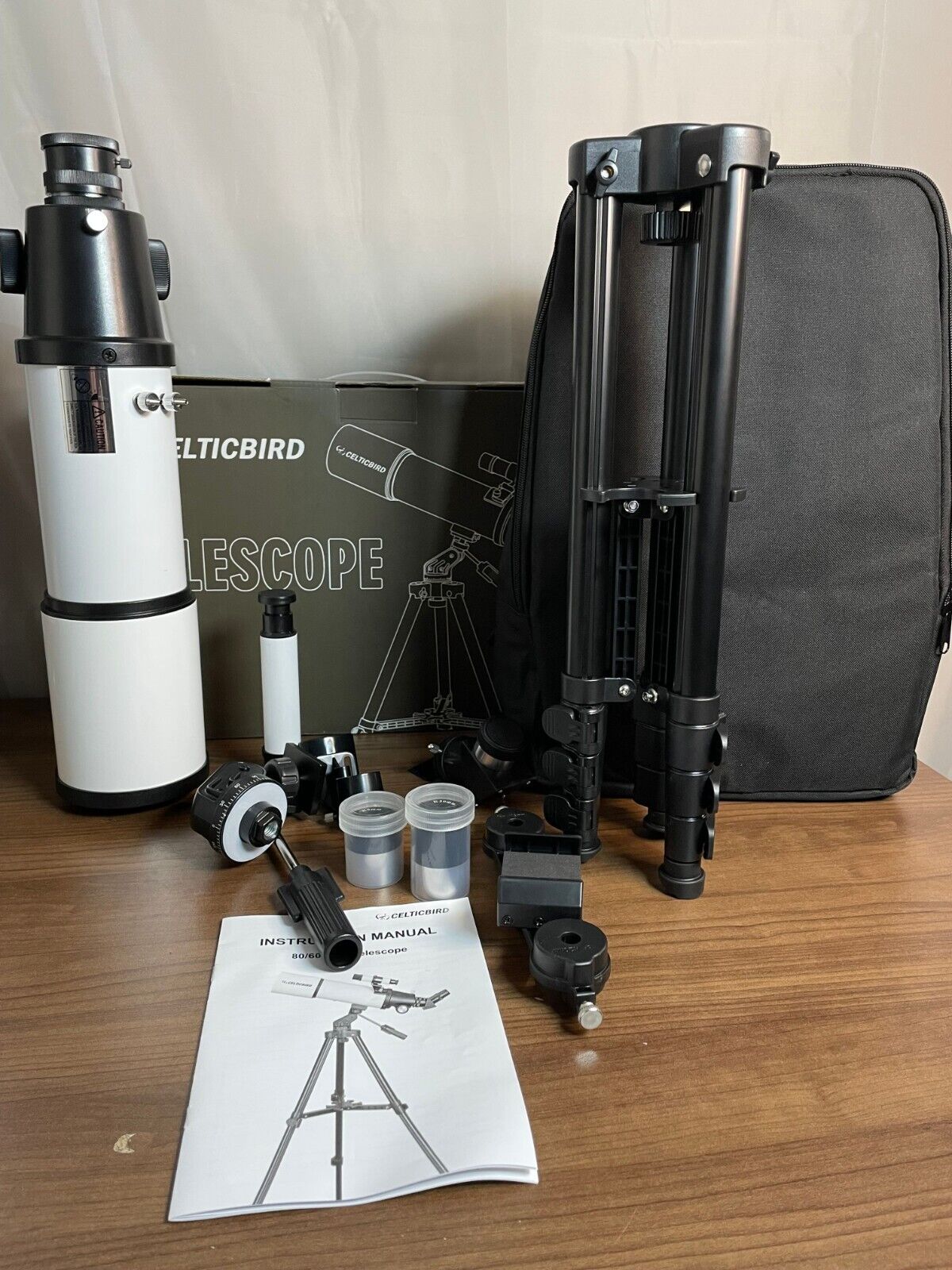 Celticbird 80600 White Black Telescope With Tripod Head & Carrying Case