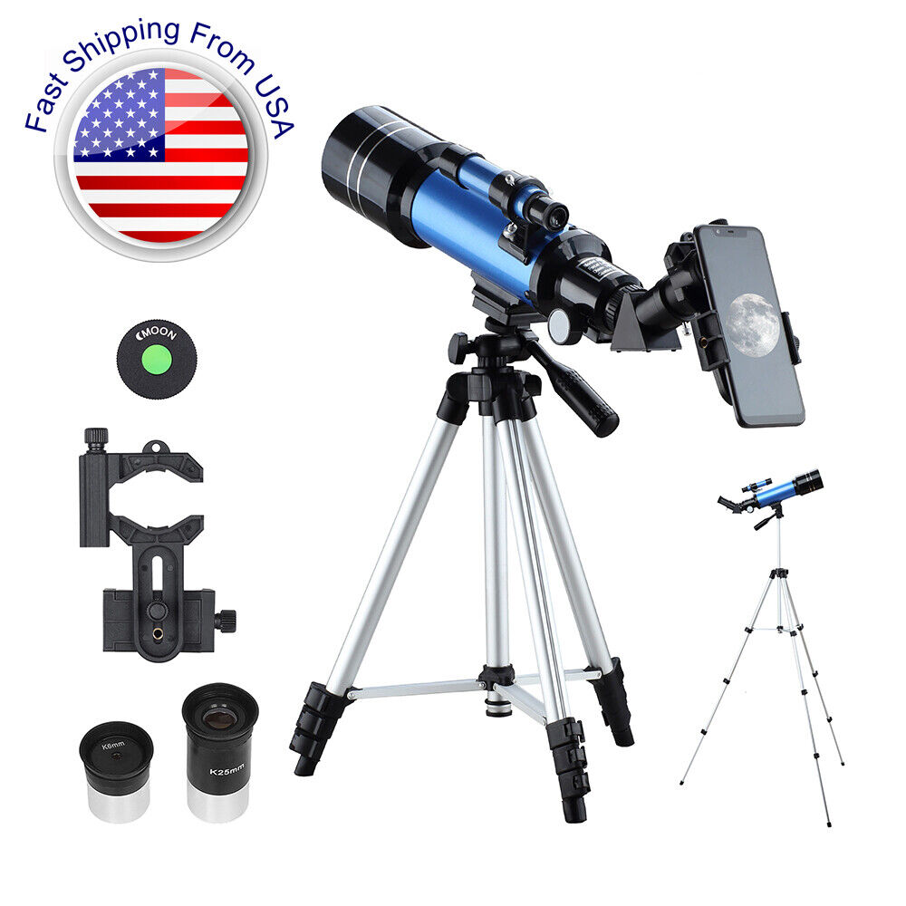 70mm Lens Telescope 16X/66X Moon Watching Monocular with High Tripod Kids Gift